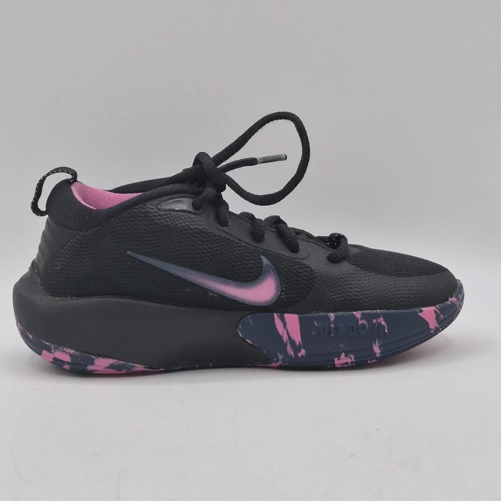 Nike Basketball Shoes Youth Size 1Y Black Pink Low Top Sneakers FN4384-003 - Picture 2 of 11